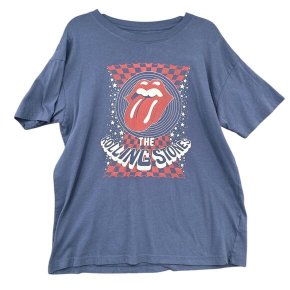 American Eagle Blue Rolling‎ Stones Graphic Short Sleeves Band T-shirt XS/S - Picture 1 of 7